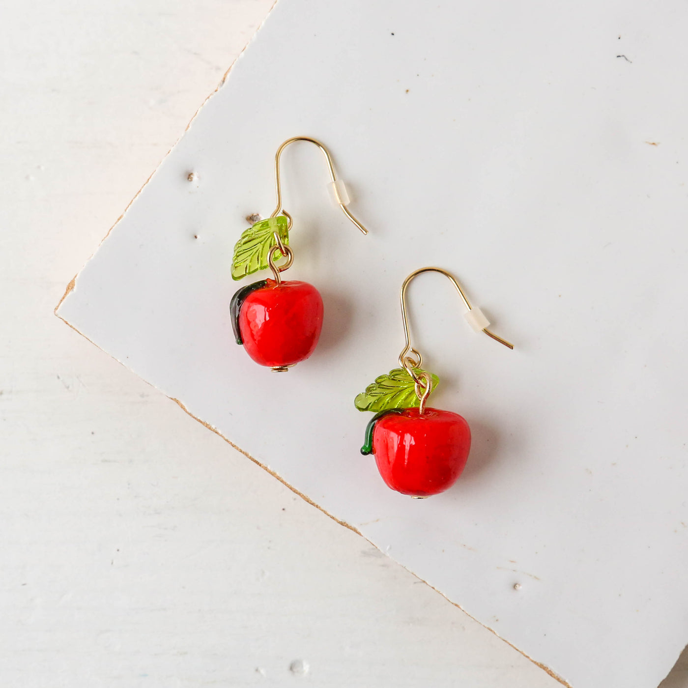 Tiny Apple Drop Earrings