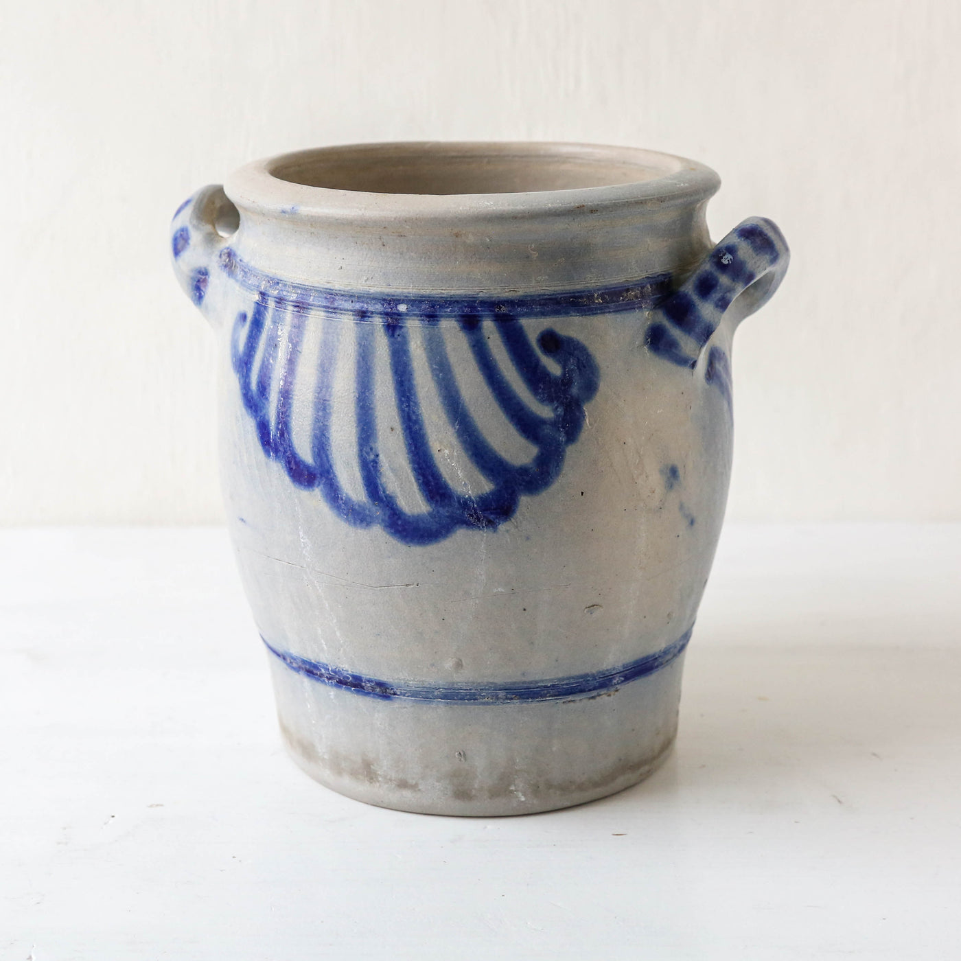 Vintage Alsace Salt Glazed Handled Confit Pot - Medium
