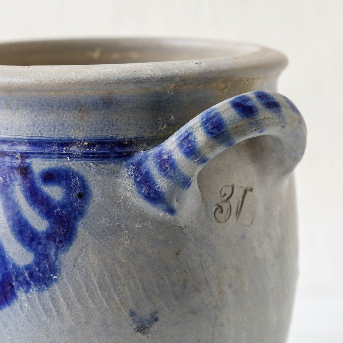 Vintage Alsace Salt Glazed Handled Confit Pot - Medium