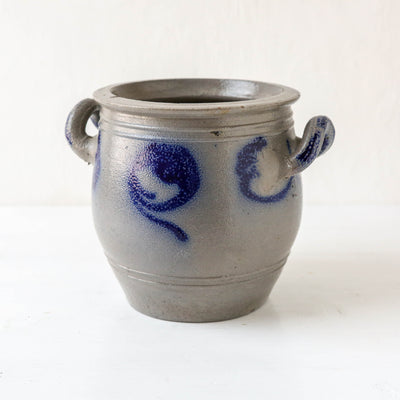 Vintage Alsace Salt Glazed Handled Confit Pot - Medium