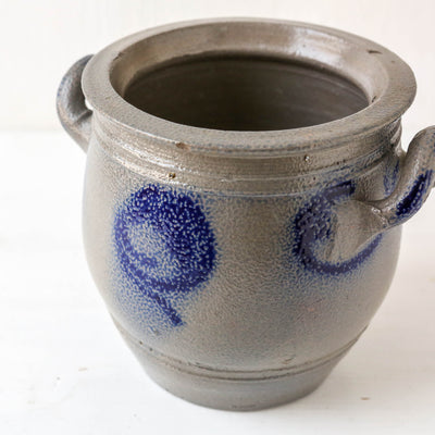 Vintage Alsace Salt Glazed Handled Confit Pot - Medium
