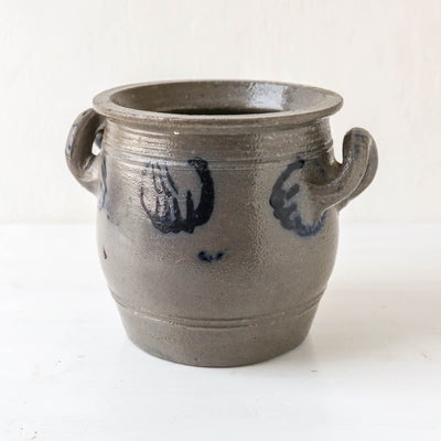 Vintage Alsace Salt Glazed Handled Confit Pot - Medium