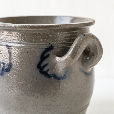 Vintage Alsace Salt Glazed Handled Confit Pot - Medium
