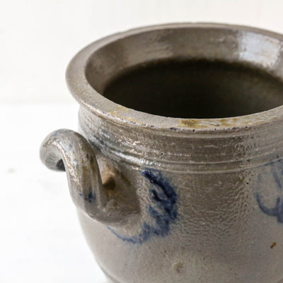 Vintage Alsace Salt Glazed Handled Confit Pot - Medium