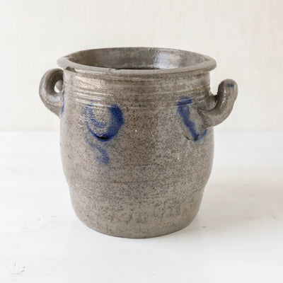 Vintage Alsace Salt Glazed Handled Confit Pot - Medium