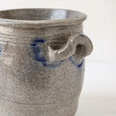 Vintage Alsace Salt Glazed Handled Confit Pot - Medium