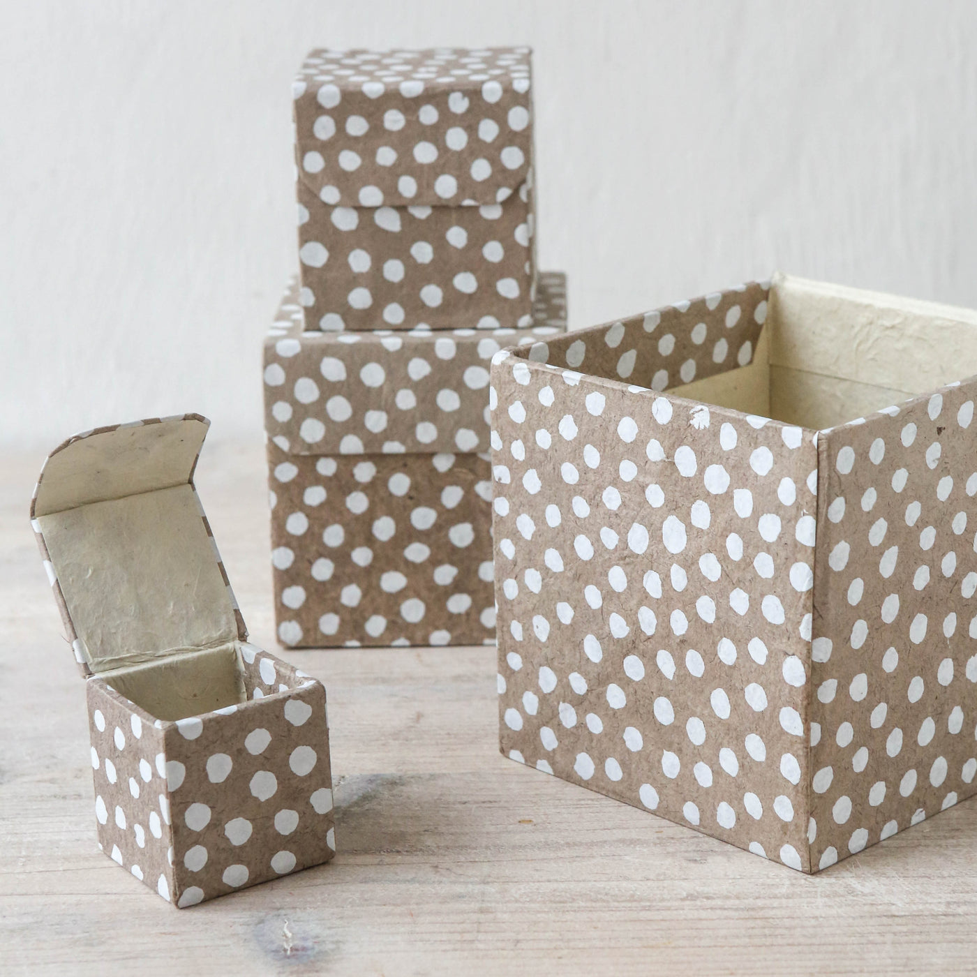 Dotted Paper Box - Beige & White