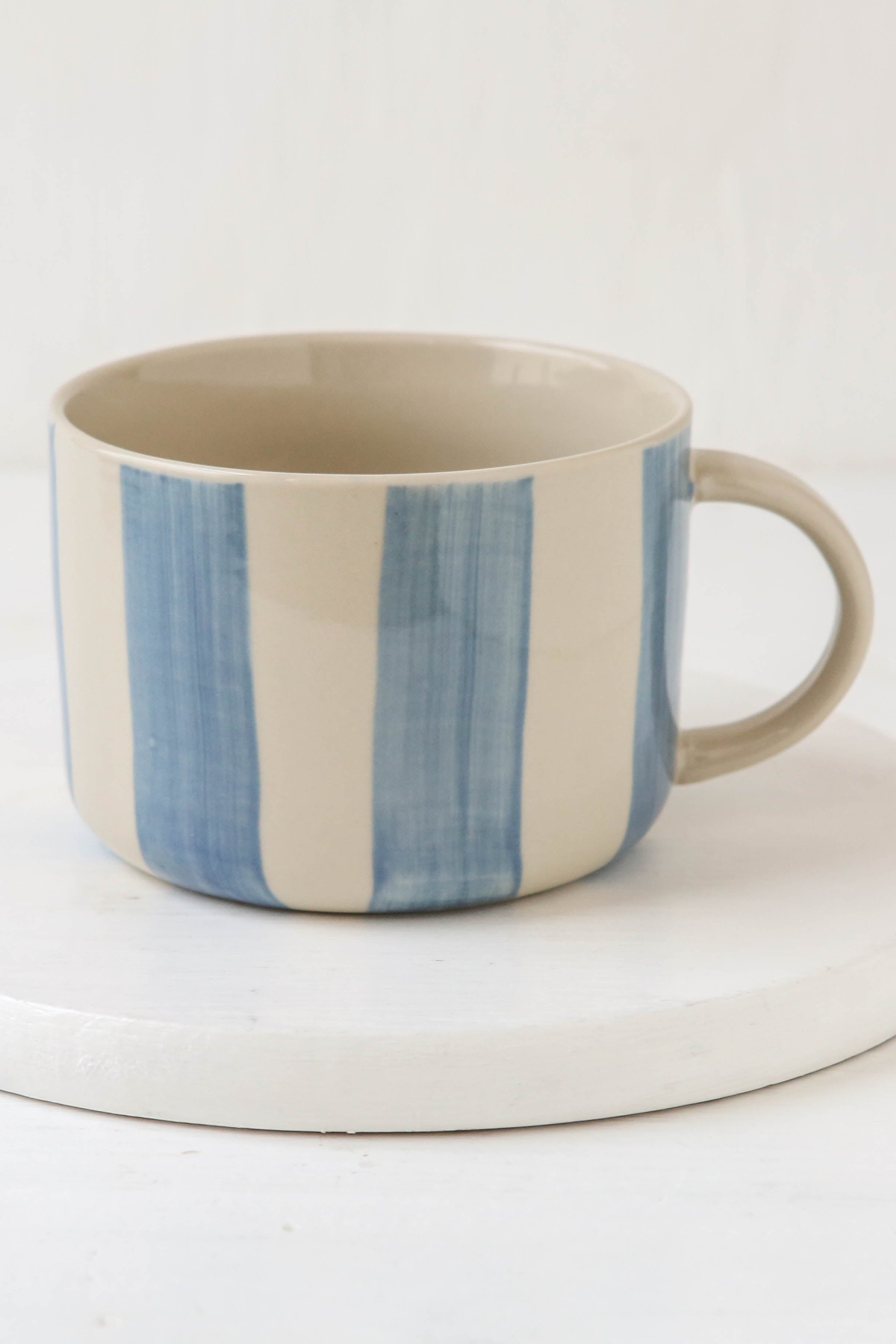 Brushed Wide Stripe Mug - Light Blue, Large – Berylune