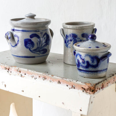 Vintage Alsace Salt Glazed Handled Pots - Small