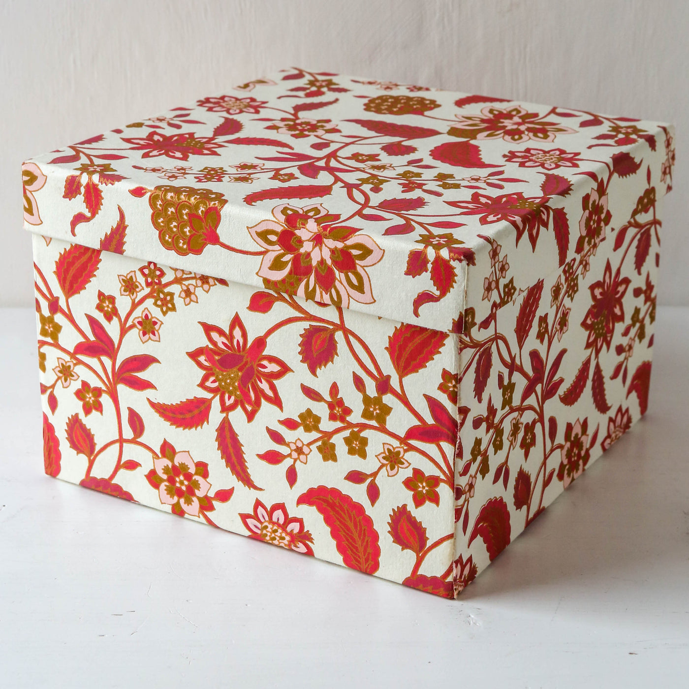 Cubic Covered Storage Box in Divya Ruby - Extra Large