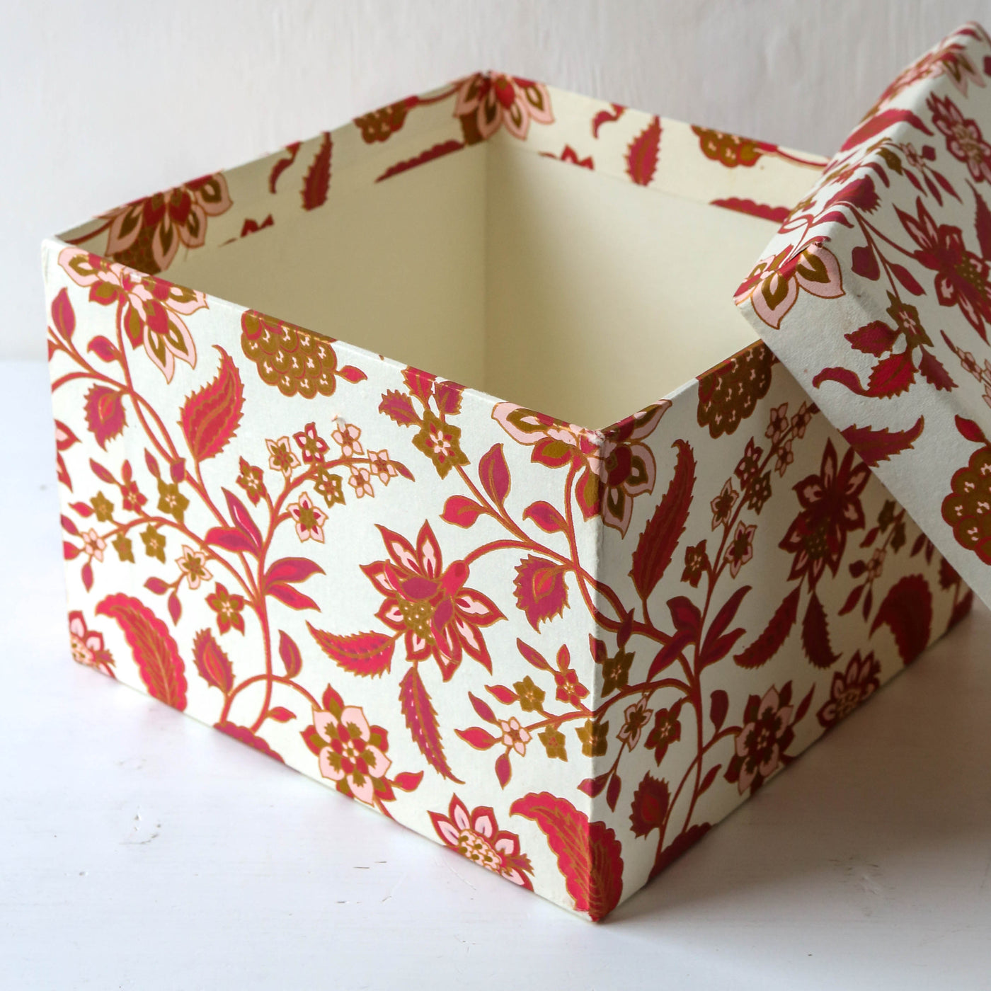 Cubic Covered Storage Box in Divya Ruby - Extra Large