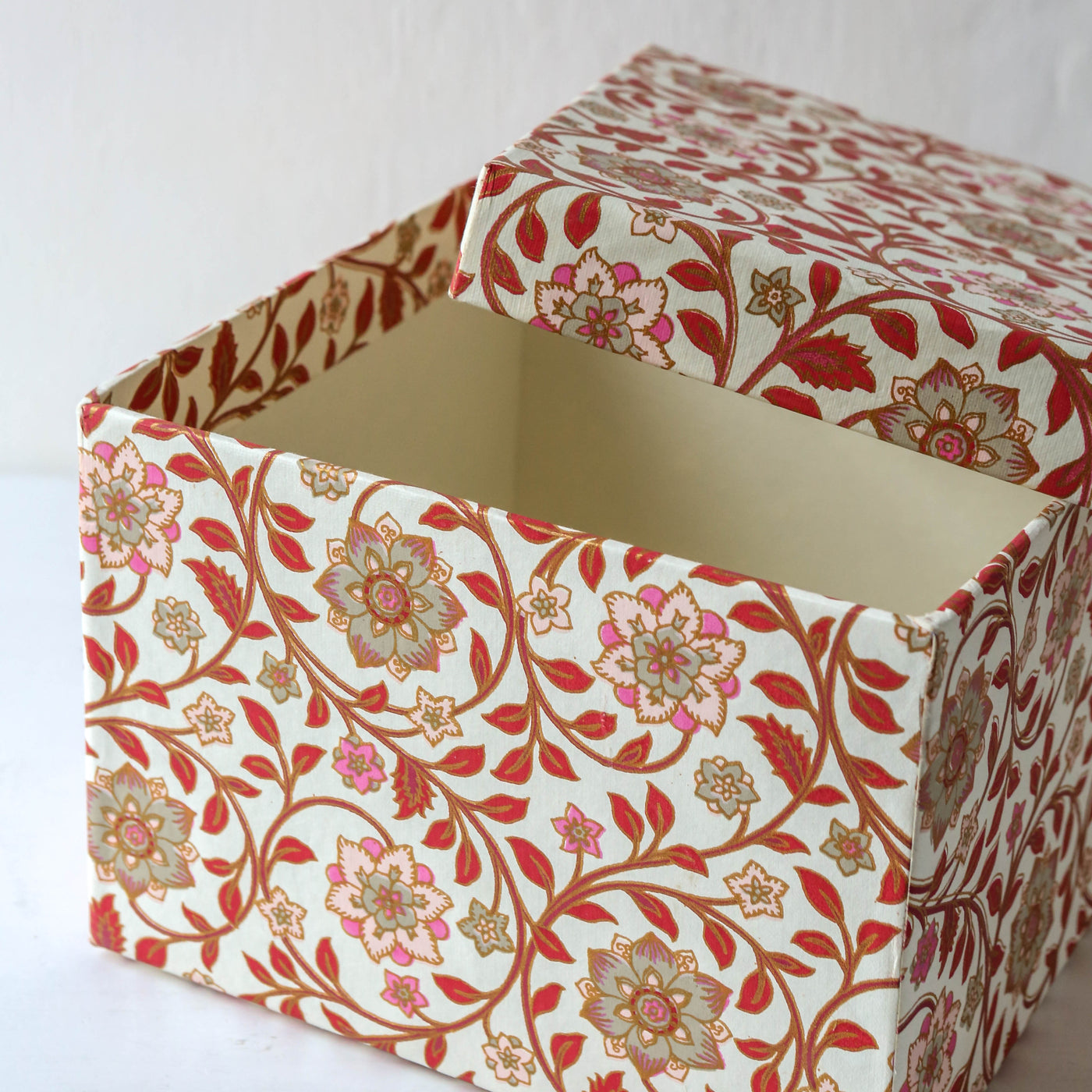 Cubic Covered Storage Box in Divya Ruby - Large