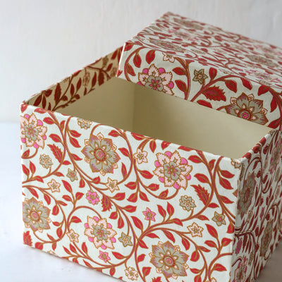 Cubic Covered Storage Box in Divya Ruby - Large