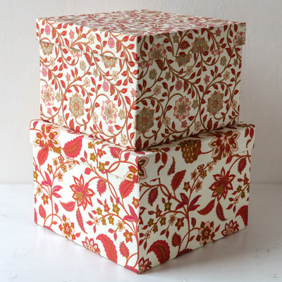 Cubic Covered Storage Box in Divya Ruby - Large