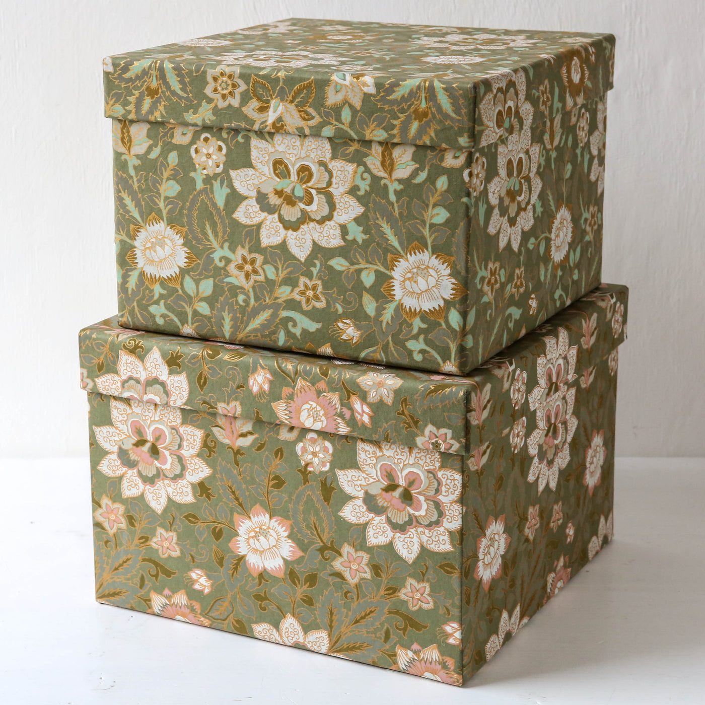 Cubic Covered Storage Box in Sita Olive - Extra Large