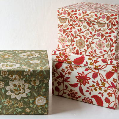 Cubic Covered Storage Box in Divya Ruby - Large