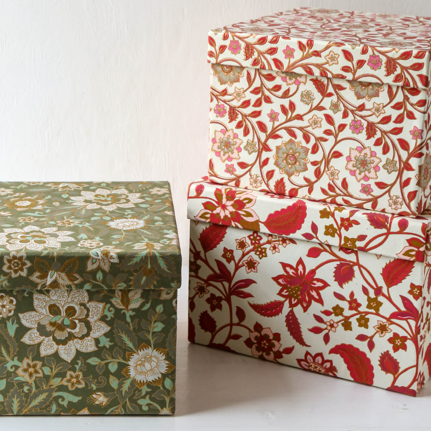 Cubic Covered Storage Box in Sita Olive - Large