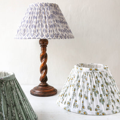 30cm Empire Pleated Lampshade - Lennox Green & Ochre