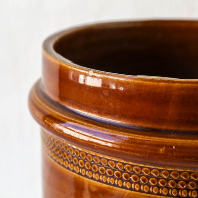 Vintage Brown Stoneware Utensil Pot