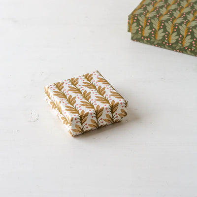 Square Flat Covered Box in Naya Moss - Extra Small