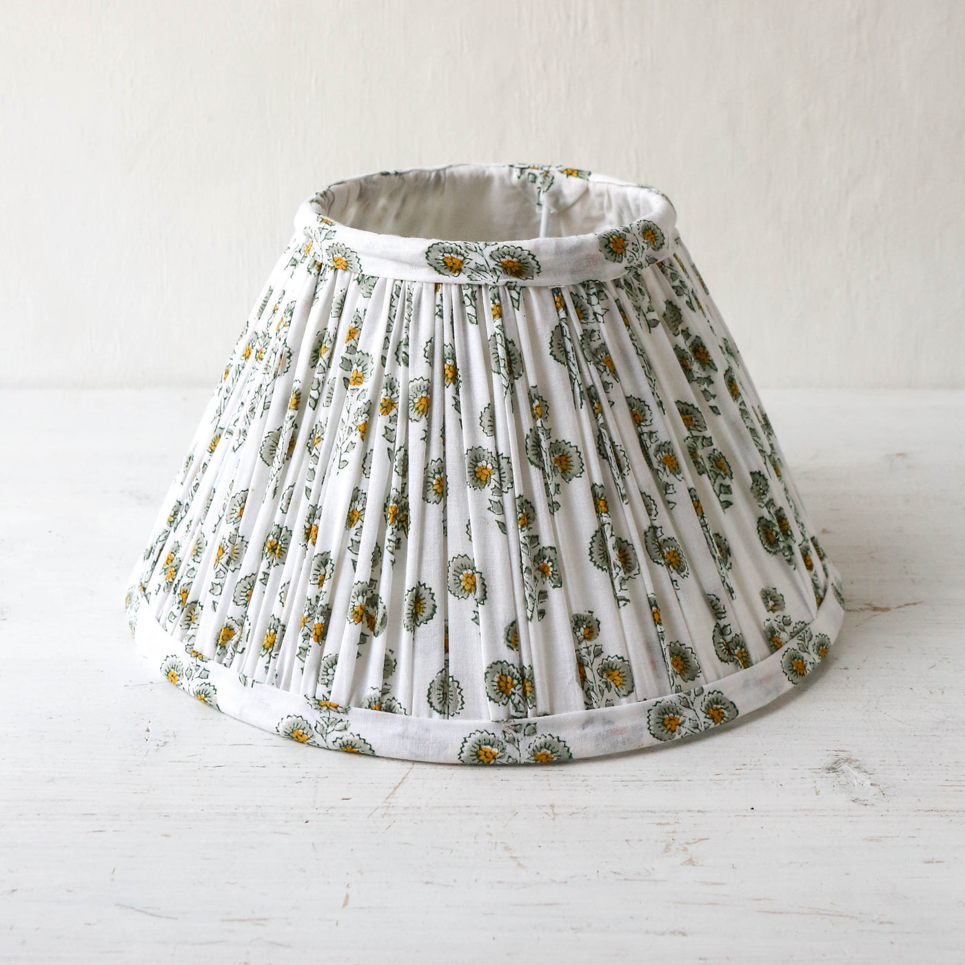 30cm Empire Pleated Lampshade - Lennox Green & Ochre