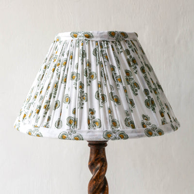30cm Empire Pleated Lampshade - Lennox Green & Ochre