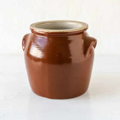 Vintage Brown Stoneware Utensil Pot