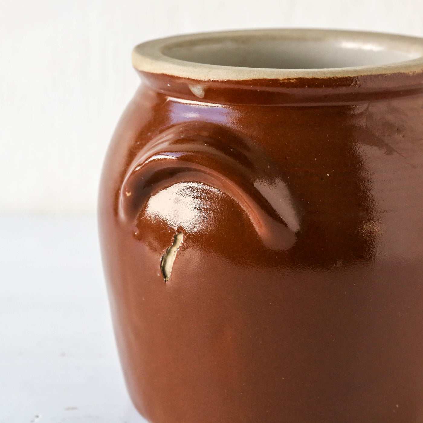 Vintage Brown Stoneware Utensil Pot