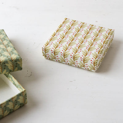 Square Flat Covered Box in Naya Moss - Small