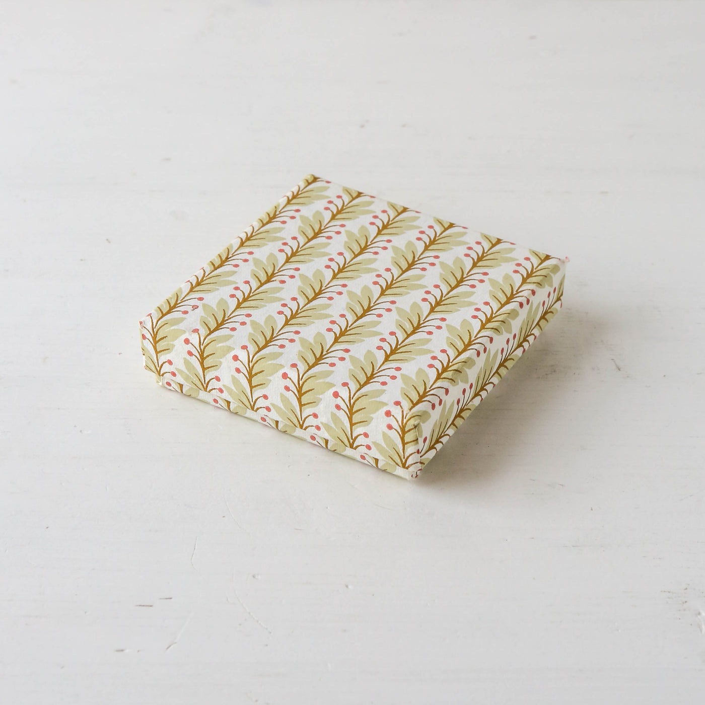 Square Flat Covered Box in Naya Moss - Small