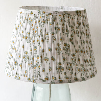 40cm Empire Pleated Lampshade - Lennox Green & Ochre