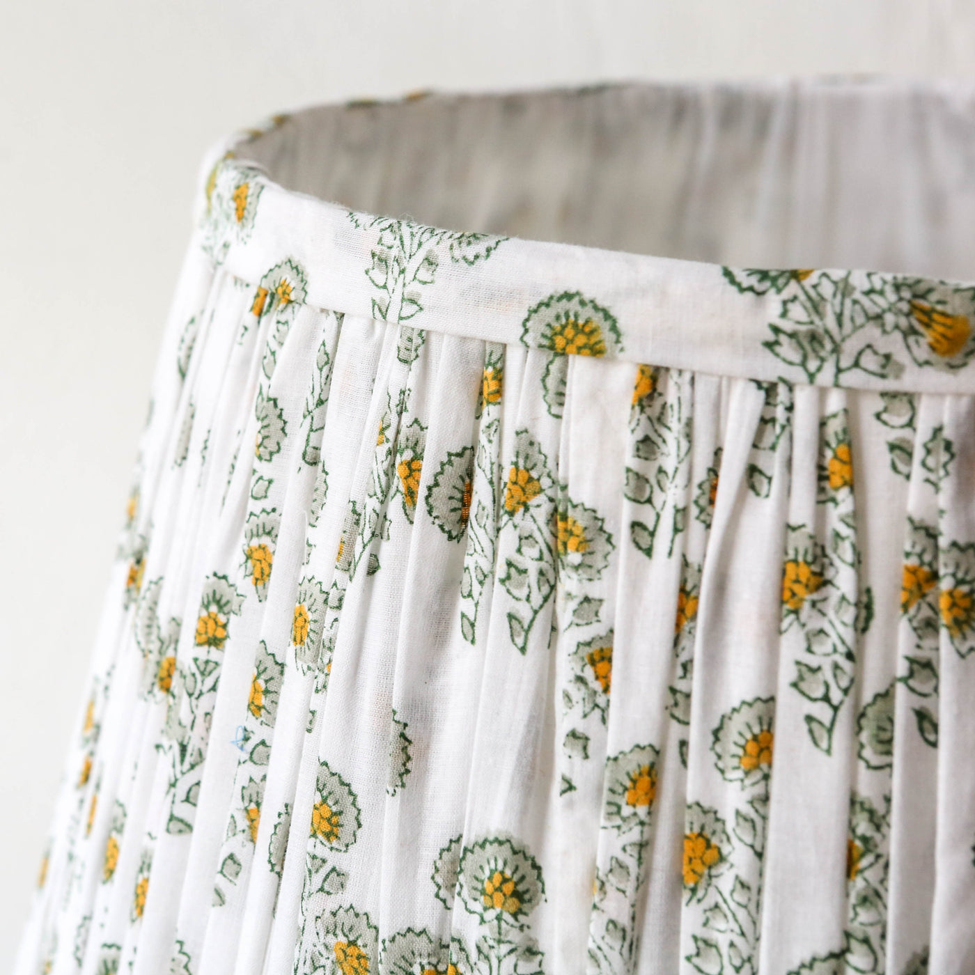 40cm Empire Pleated Lampshade - Lennox Green & Ochre