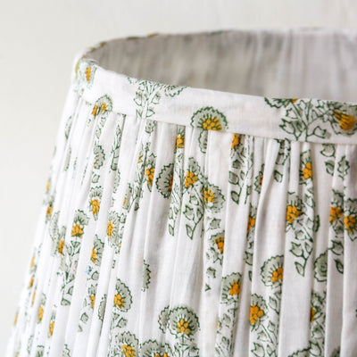 40cm Empire Pleated Lampshade - Lennox Green & Ochre