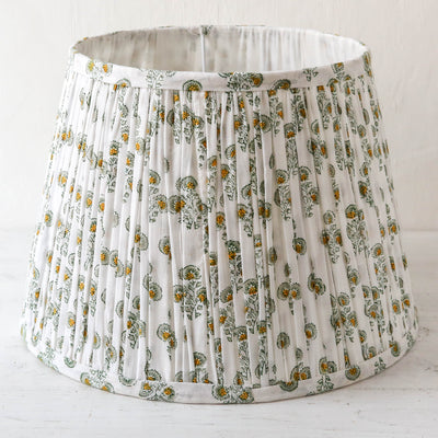40cm Empire Pleated Lampshade - Lennox Green & Ochre