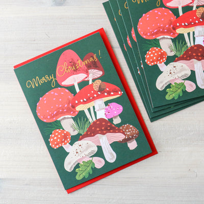 Mushrooms Christmas Card Pack of 5
