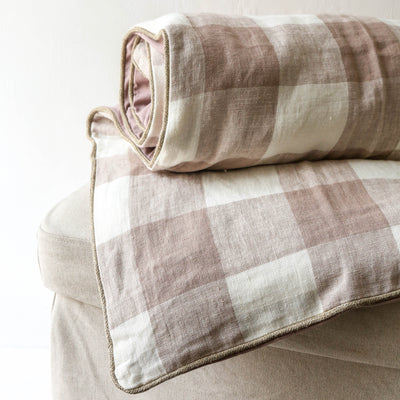 Linen 'Bedroll' or Mattress 85 x 200cm - Bold Pink Check