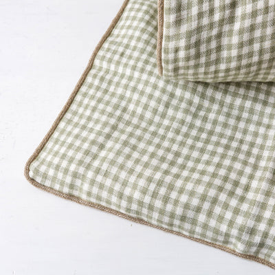 Linen 'Bedroll' or Mattress 85 x 200cm - Almond Green Gingham
