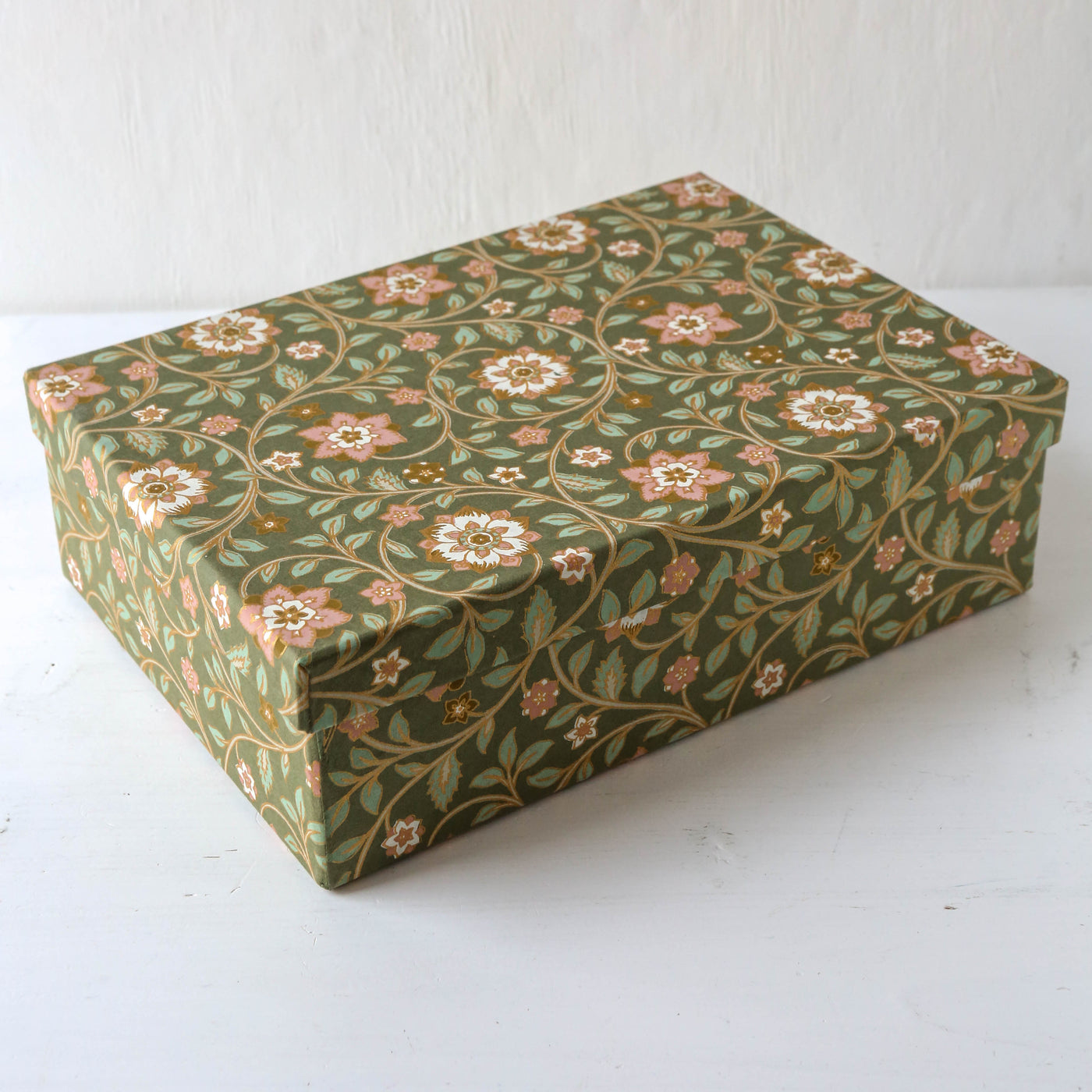Squat Covered Box in Divya Olive - Large