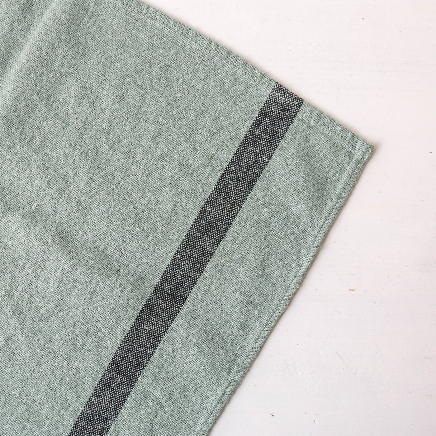 Linen Cotton Stripe Tea Towel - Celadon