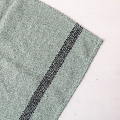 Linen Cotton Stripe Tea Towel - Celadon