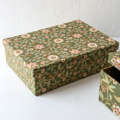 Squat Covered Box in Divya Olive - Large