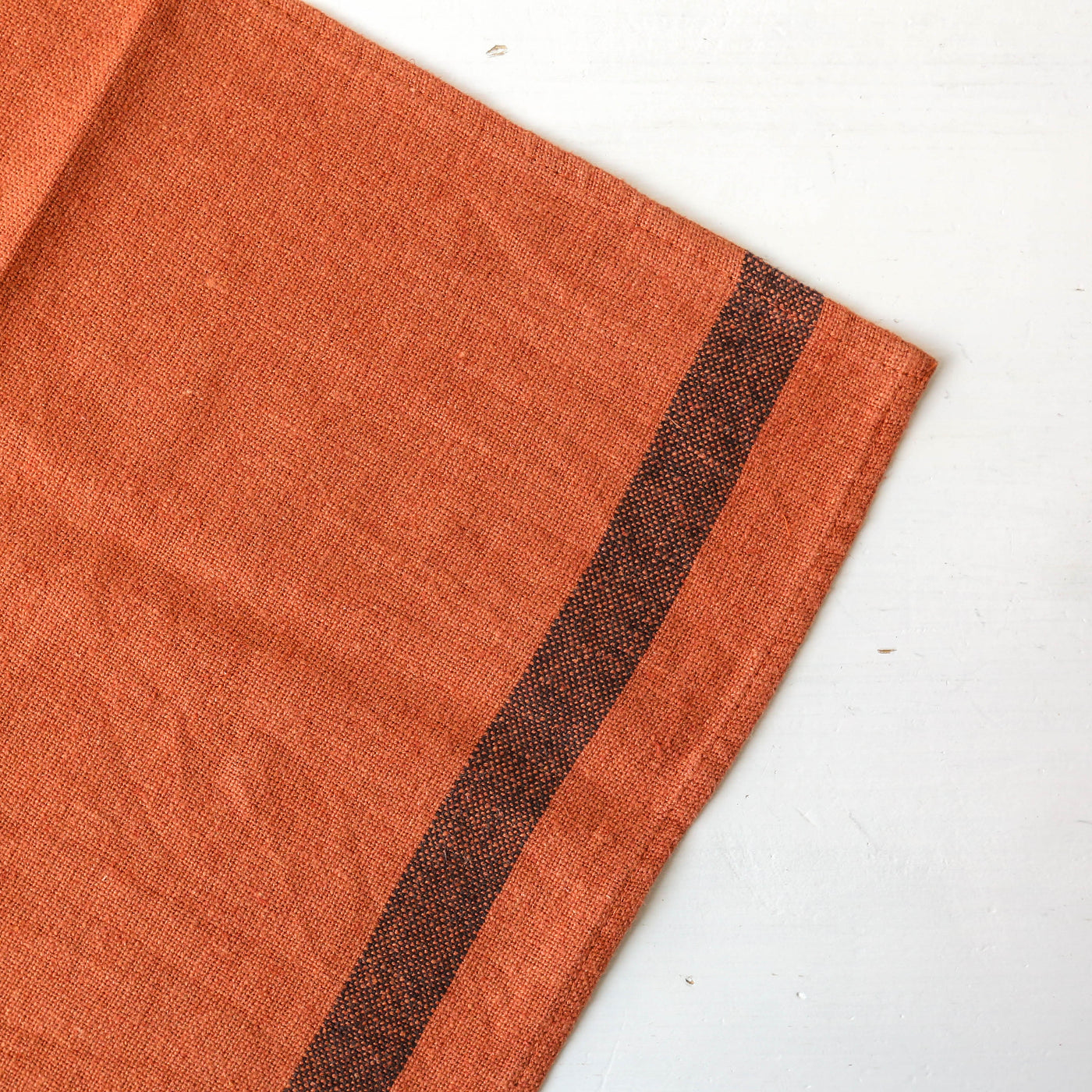 Linen Cotton Stripe Tea Towel - Brick