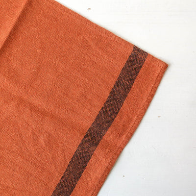 Linen Cotton Stripe Tea Towel - Brick