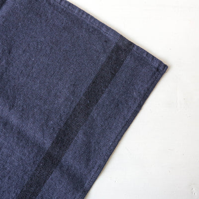 Linen Cotton Stripe Tea Towel - Navy