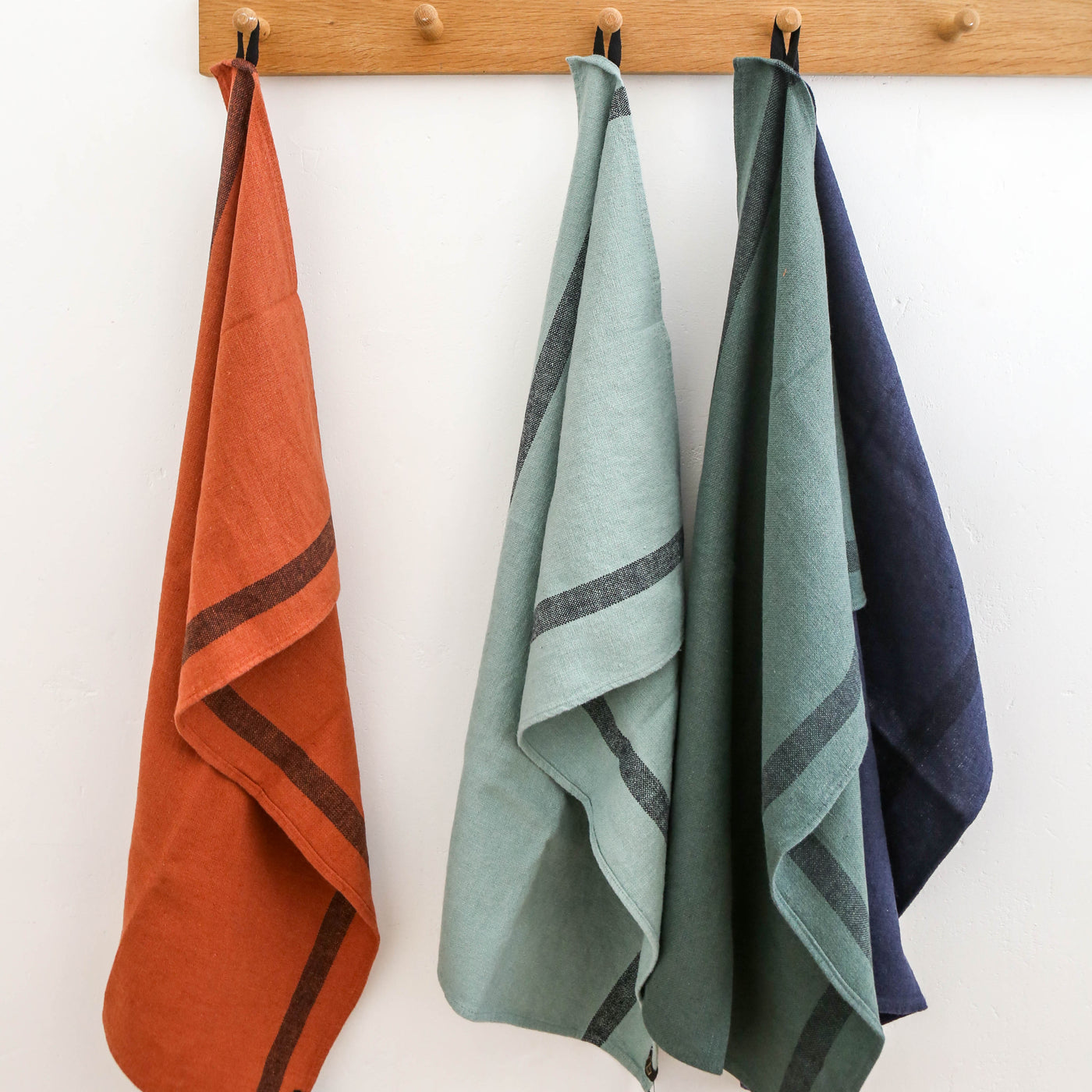Linen Cotton Stripe Tea Towel - Brick
