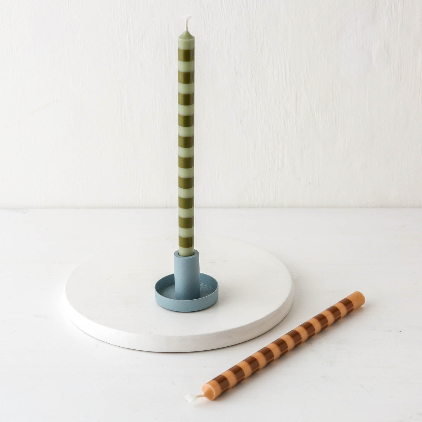 Tall Taper Candle - Brown Stripe