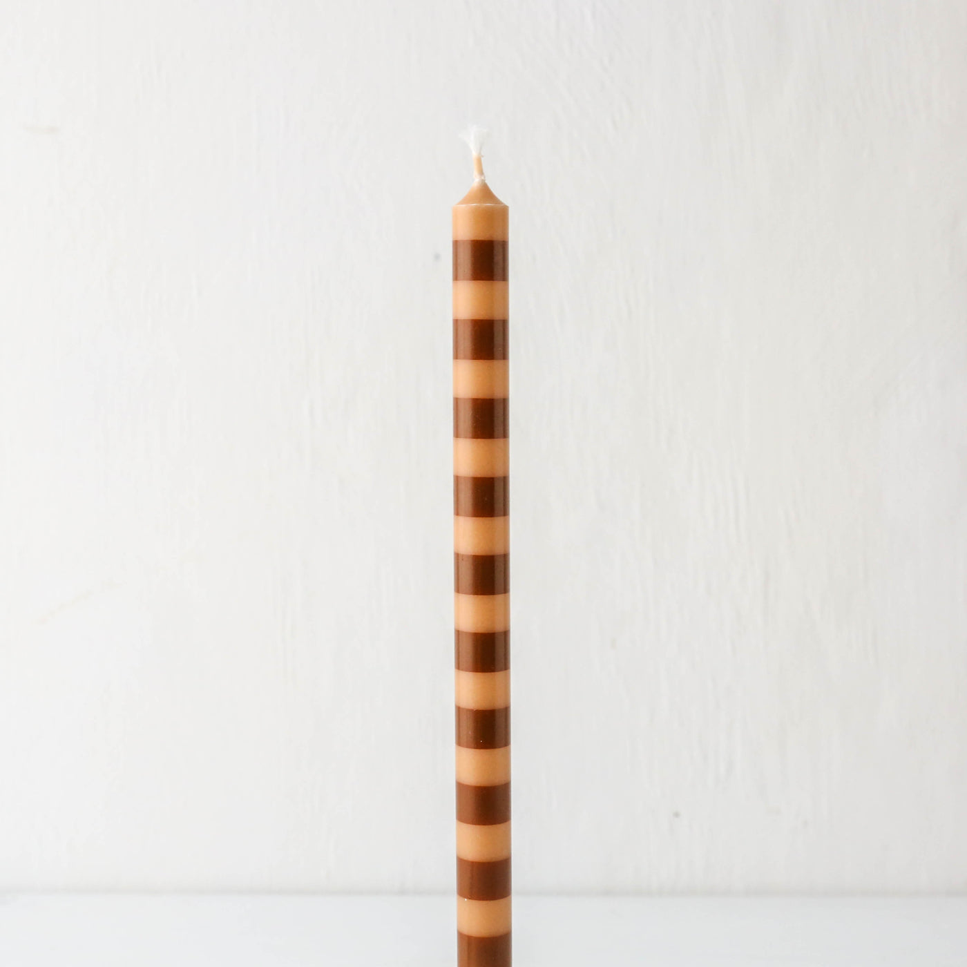 Tall Taper Candle - Brown Stripe