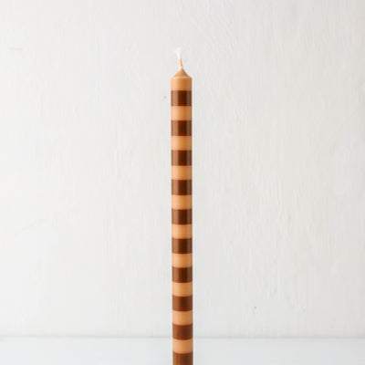 Tall Taper Candle - Brown Stripe