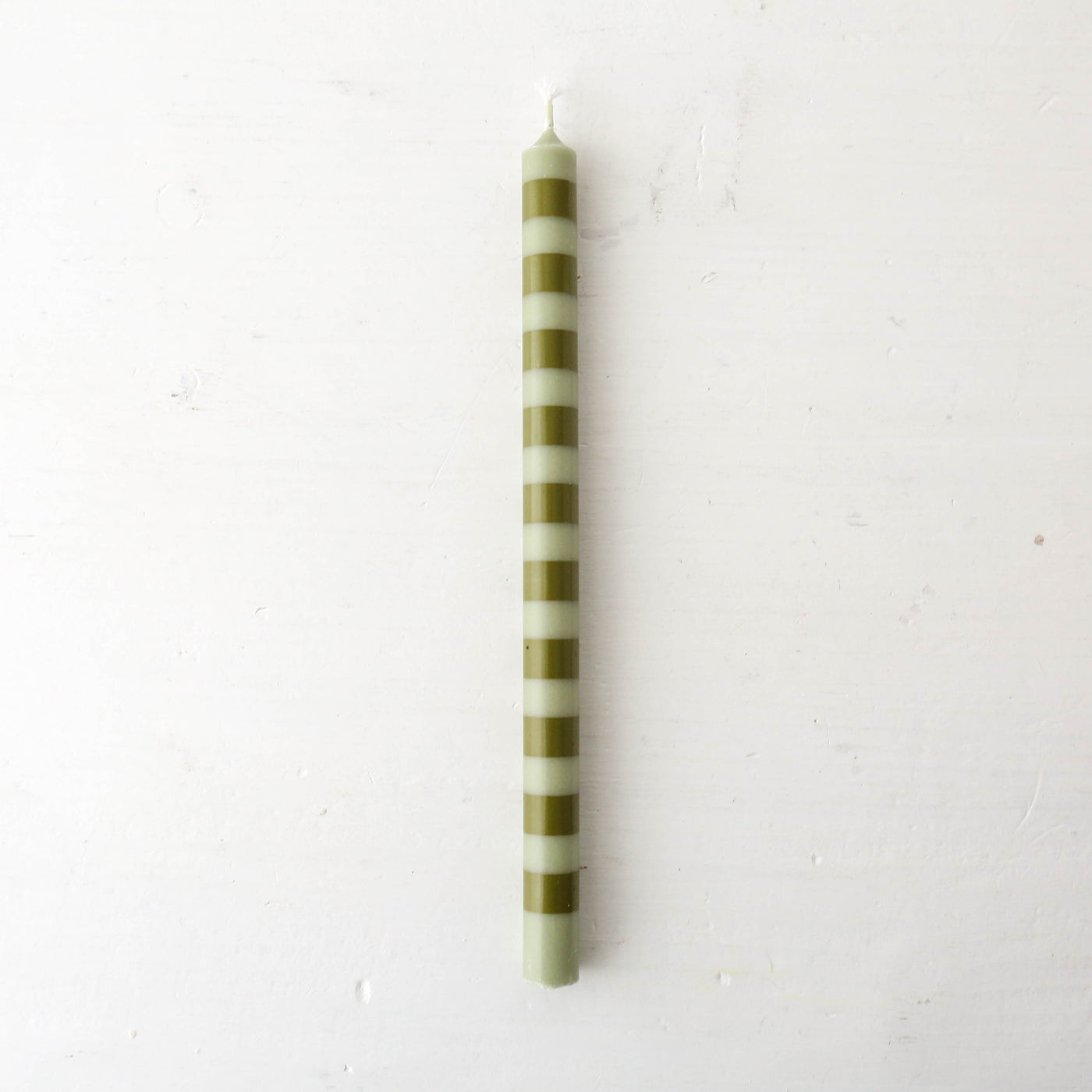 Tall Taper Candle - Green Stripe