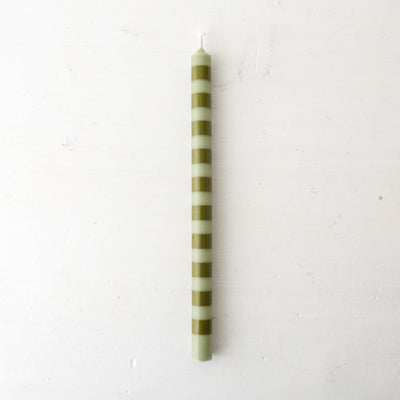 Tall Taper Candle - Green Stripe